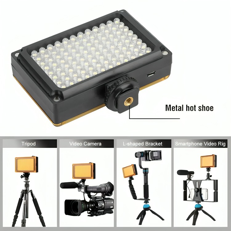 FOCO DE CÁMARA 96 LED FLASH BATERÍA CON 2 FILTROS - 4