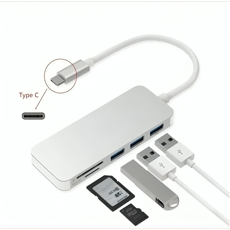 ADAPTADOR TYPE C TIPO C 3 X USB 3.0, TF, MICRO SD 5EN1 - 3
