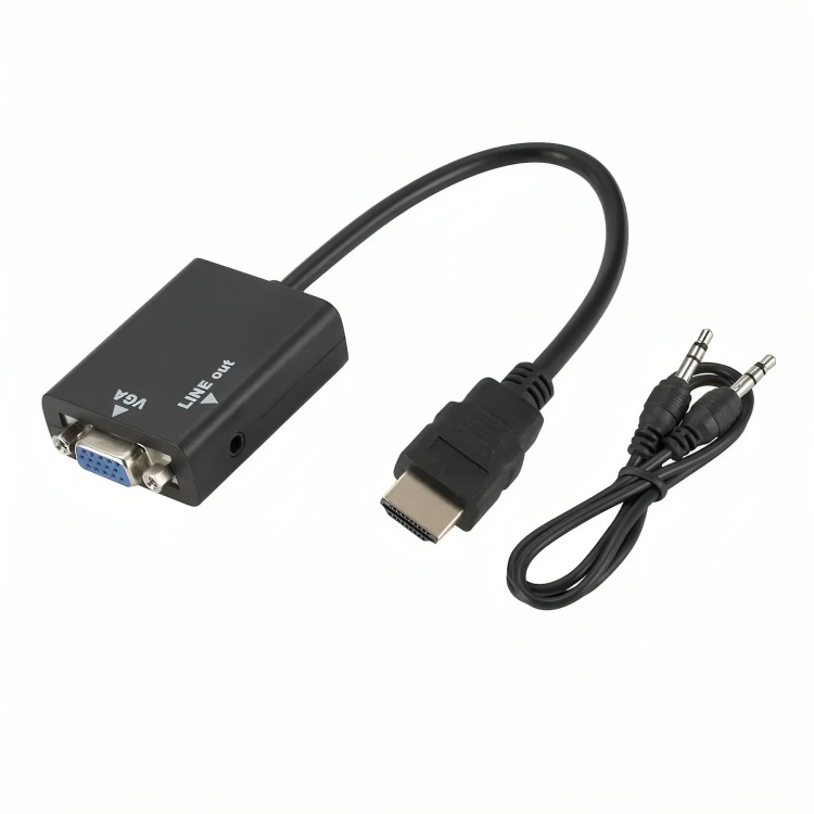 GENÉRICO ADAPTADOR CABLE DE CONVERSIÓN HDMI A VGA + AUDIO HD