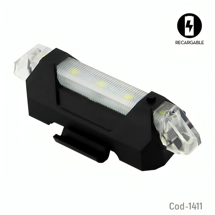 LUZ BICI DELANTERA 5 LED BLANCA 4 EFECTOS RECARGABLE - 2