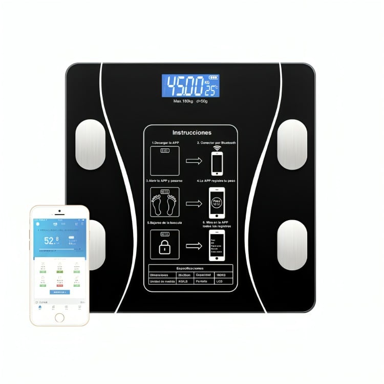 BALANZA DIGITAL INTELIGENTE BLUETOOTH BAÑO APP SMART - 1