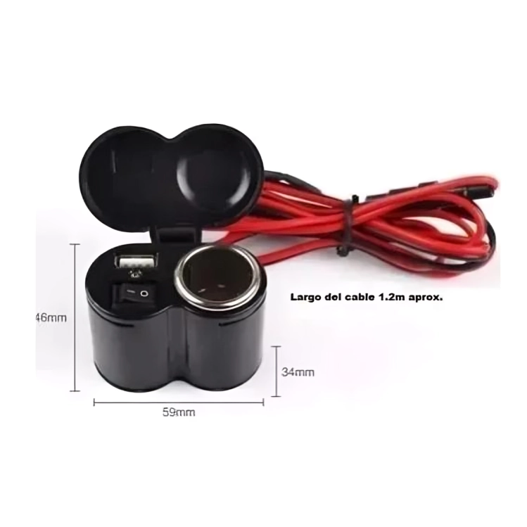CARGADOR USB Y ENCENDEDOR DE CIGARRILLOS PARA MOTO 12V - 2