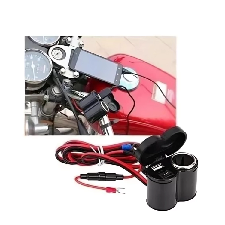 CARGADOR USB Y ENCENDEDOR DE CIGARRILLOS PARA MOTO 12V - 3