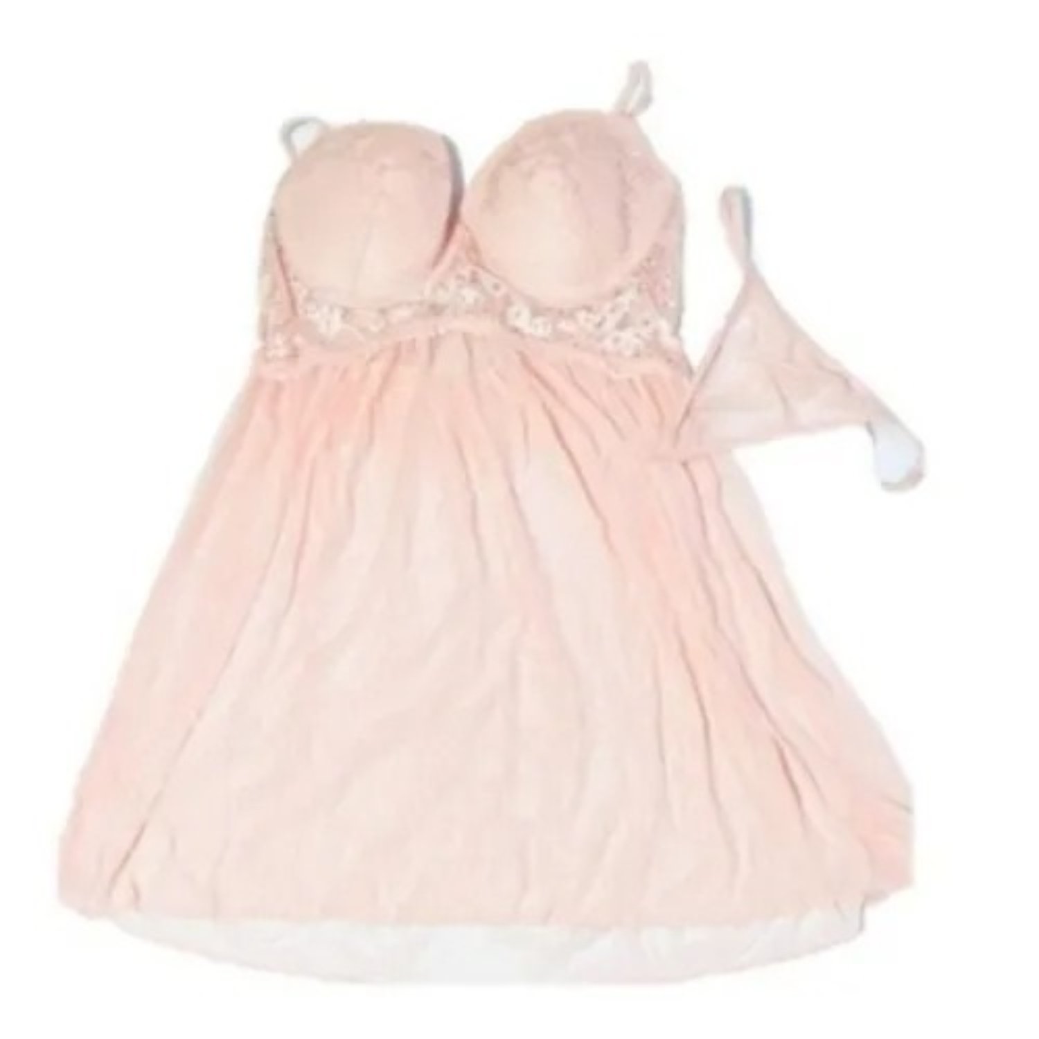 BABY DOLL CONJUNTO LENCERIA CAMISOLA CON TANGA 38C SALMON - 1