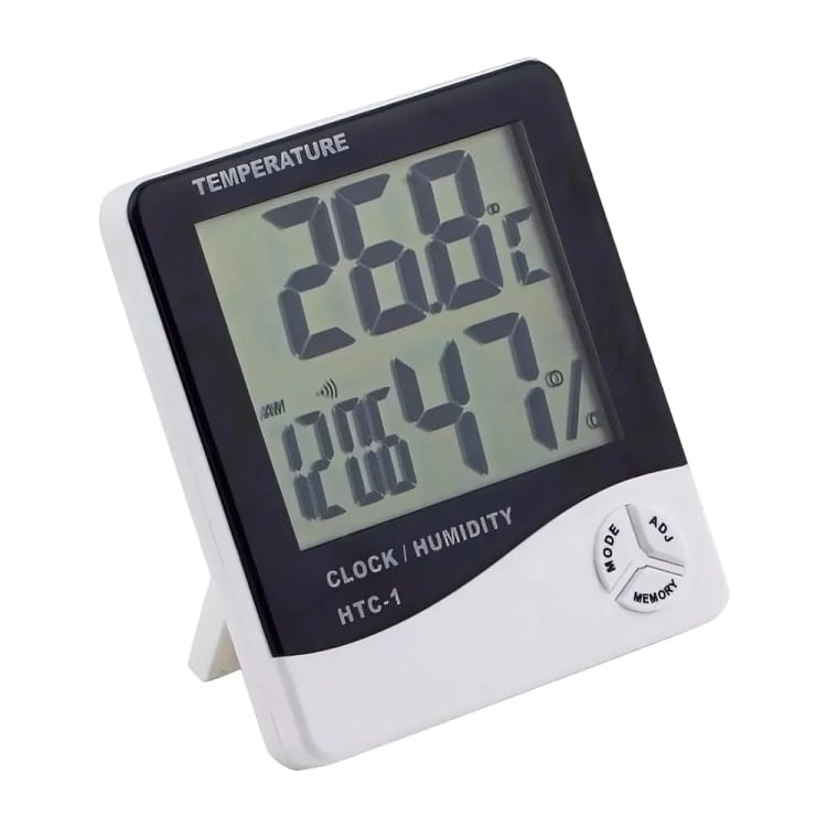 TERMÓMETRO HIGRÓMETRO AMBIENTAL, RELOJ , ALARMA - 2