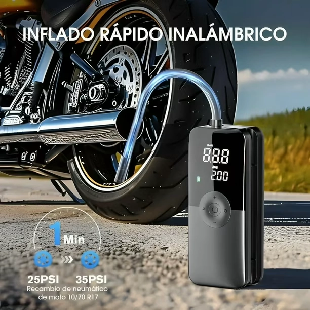 COMPRESOR AIRE 150PSI AUTO MOTO BICICLETA POWER BANK 2600MAH - 2