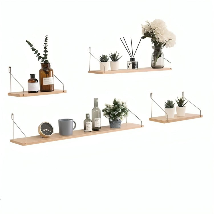 ESTANTES FLOTANTES DE PARED PARA DORMITORIO COCINA BAÑO 4PCS - 1