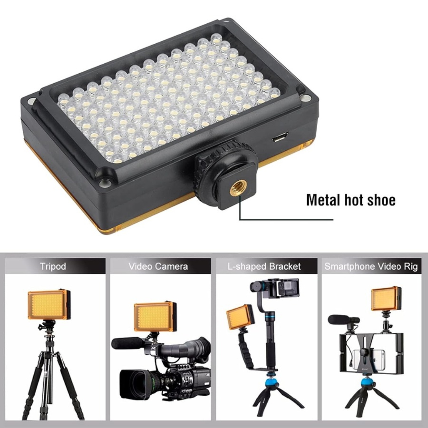 FOCO DE CÁMARA 96 LED FLASH BATERÍA CON 2 FILTROS - 3