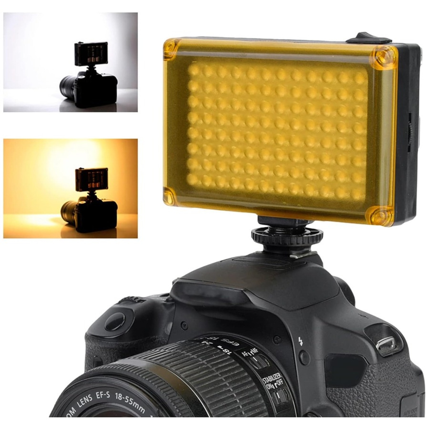 FOCO DE CÁMARA 96 LED FLASH BATERÍA CON 2 FILTROS - 5
