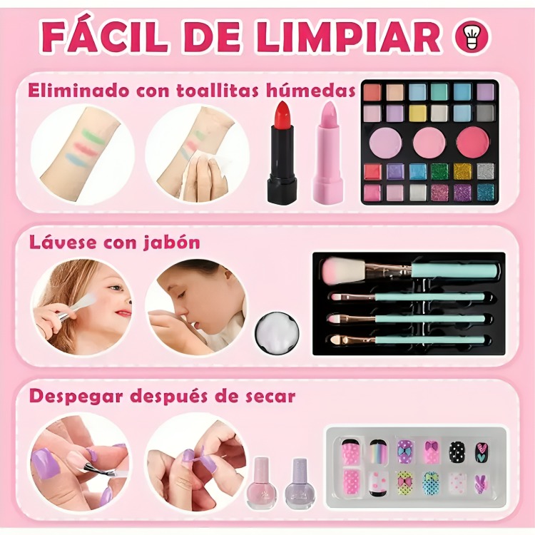 KIT DE JUGUETES MAQUILLAJE PARA NIÑAS COSMETICO MANICURA - 2