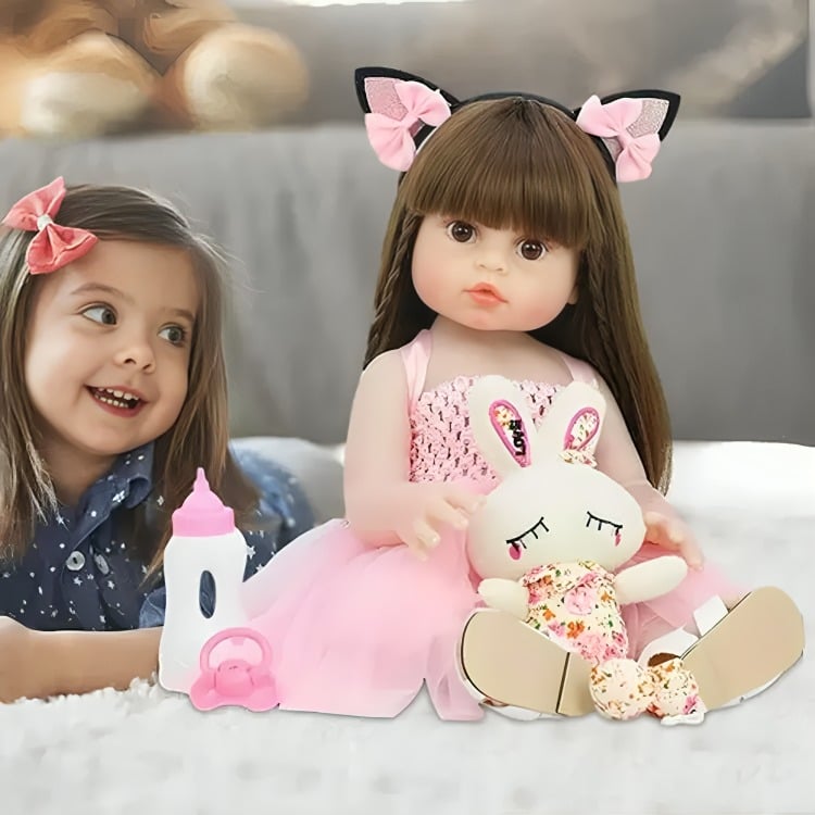 MUÑECA REBORN BEBÉ REALISTA DE SILICONA LAVABLE 55CM - 2