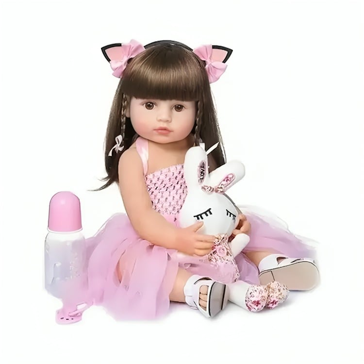 MUÑECA REBORN BEBÉ REALISTA DE SILICONA LAVABLE 55CM - 3