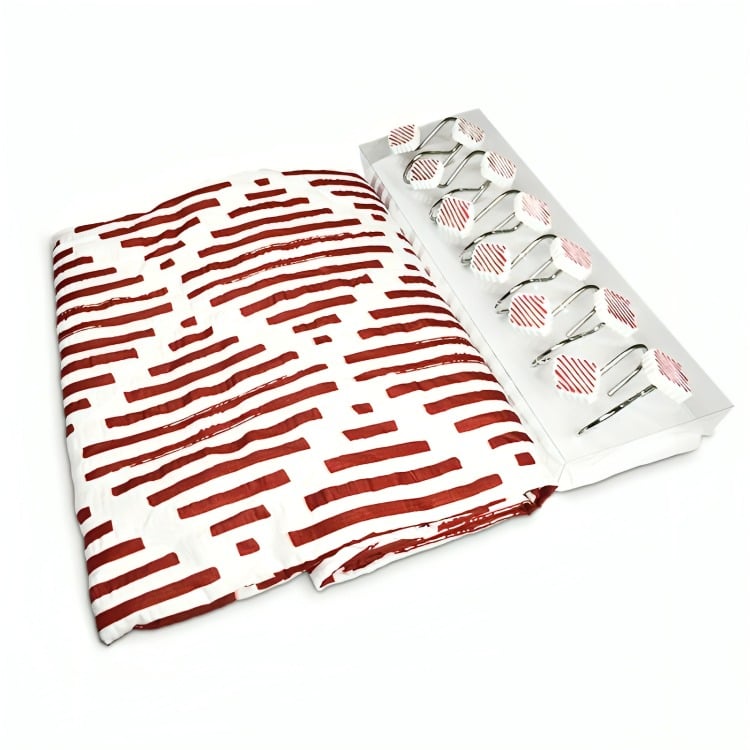 SET DE BAÑO 14 PIEZAS LUXURY ROMBOS EN COLOR ROJO EN COLOR BLANCO DORAL - 1
