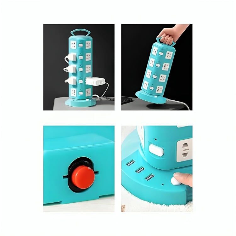 ZAPATILLA VERTICAL 12 ENCHUFES TOMA  3 USB - 2