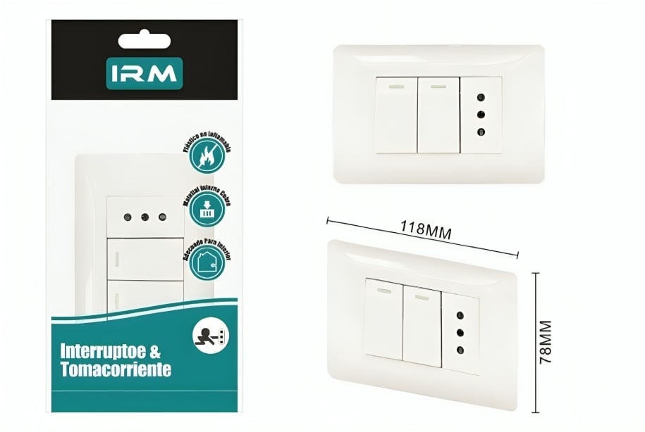 INTERRUPTOR DOBLE CON TOMA DE CORRIENTE 912 - 1