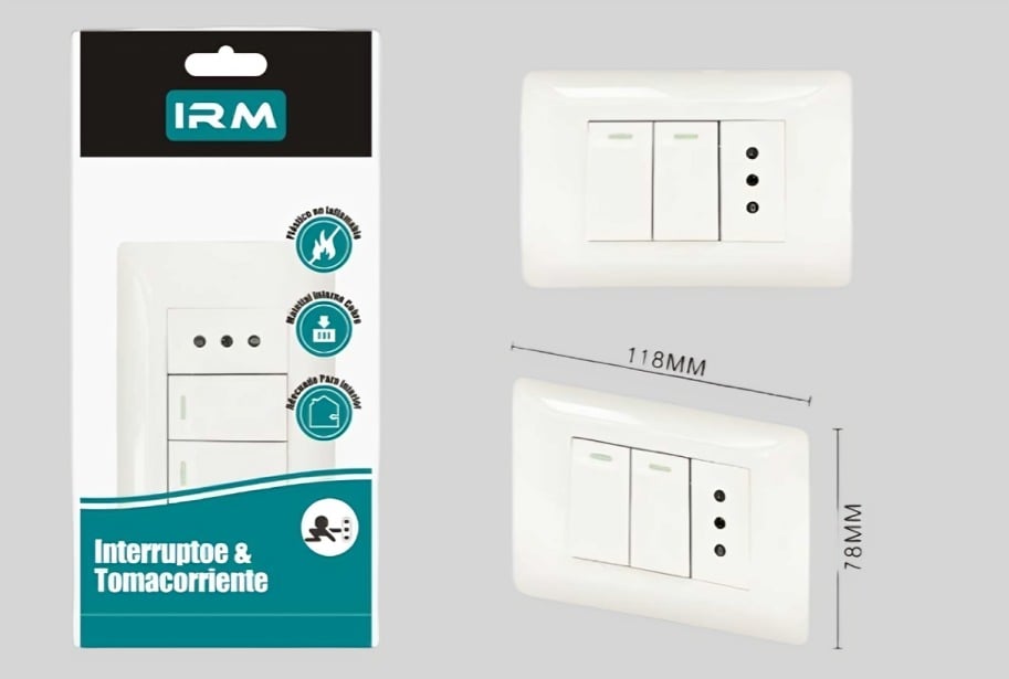 INTERRUPTOR DOBLE CON TOMA DE CORRIENTE 912 - 2