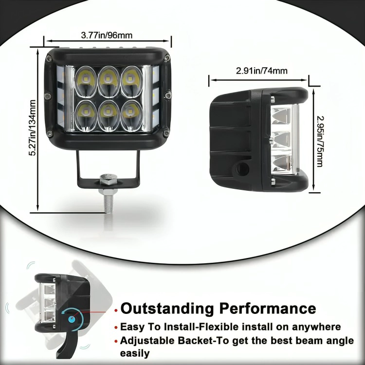 PACK X2 AUTO SPOT BICOLOR 36W 4X4 ESTROBO EN COLOR BLANCO + EN COLOR AMARILLO - 4