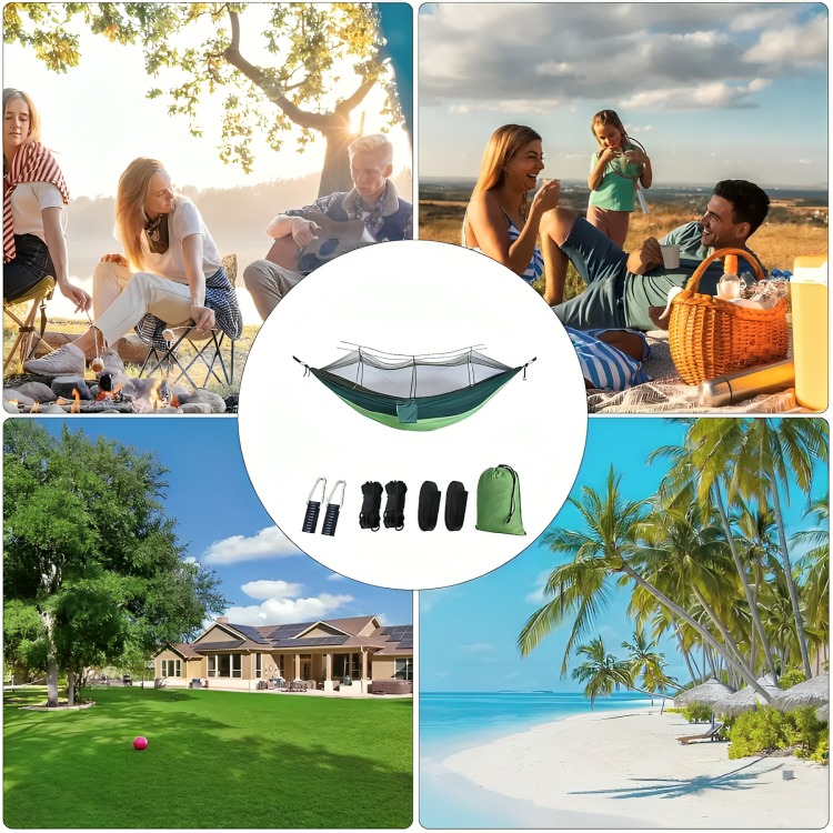 HAMACA PORTÁTIL CON MOSQUITERO PARA CAMPING AIRE LIBRE - 4