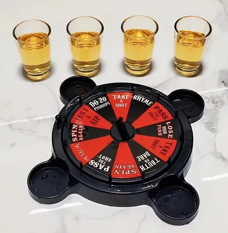 JUEGO DE RULETA CASINO SHOTS 4 VASOS 50CC BAR FIESTA BEBIDAS - 1