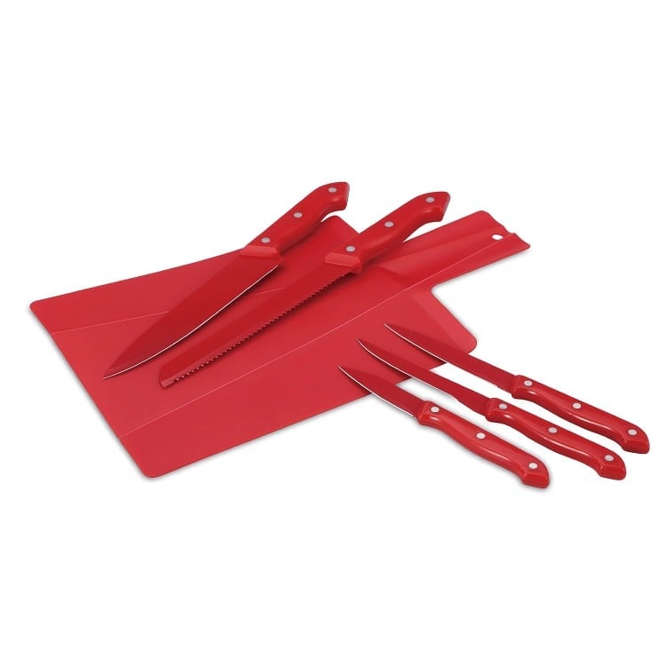 SET 6PC CUCHILLOS ACER.INOX  EN COLOR ROJO MILKY