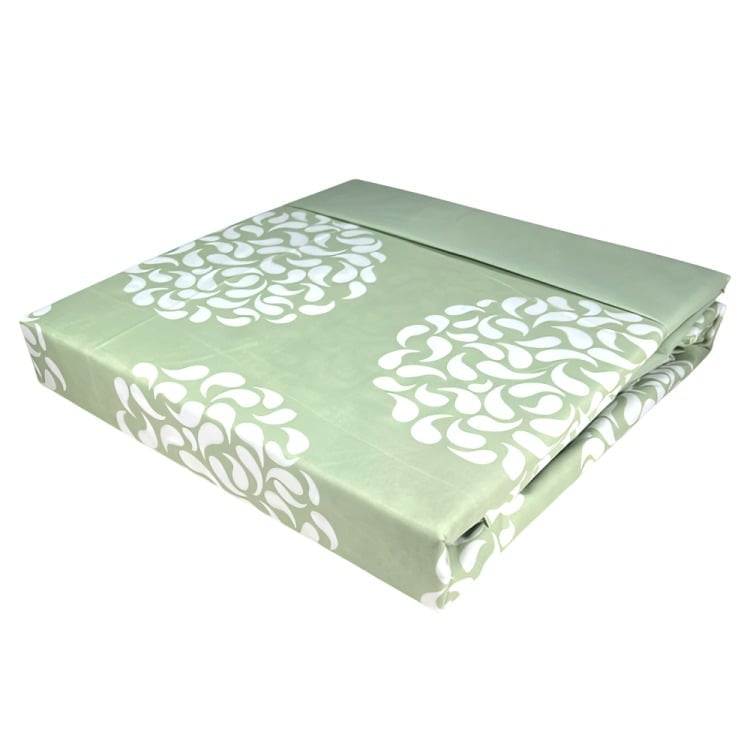 SÁBANAS ATERCIOPELADA COMPOSÉ 1.5 PLAZAS CÍRCULOS EN COLOR BLANCO Y VERDE - 2