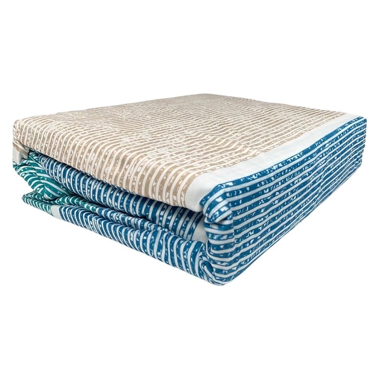 SÁBANAS MICRO PIEL DURAZNO 2.5 PLAZAS LINEAL BEIGE AZUL TURQUESA - 3