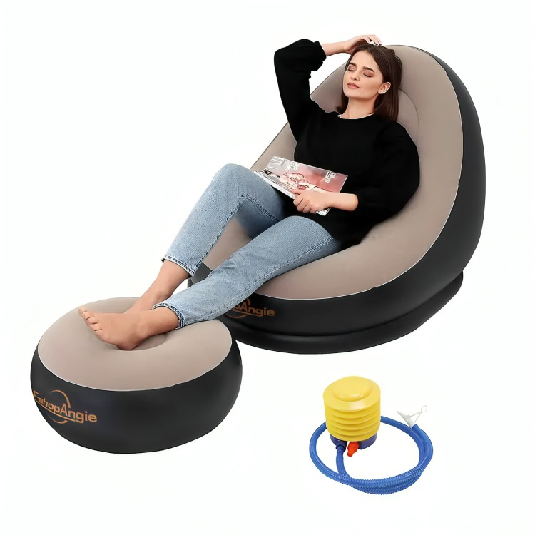 SOFÁ TUMBONA INFLABLE PUFF INFLABLE REPOSA PIES + INFLADOR - 3