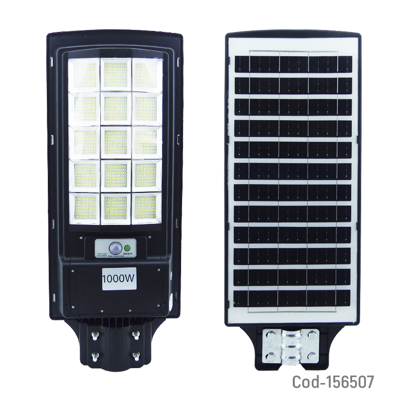 FOCO PARA POSTE SOLAR 1000W CON 15 PLACAS 924 LED PVC CON CONTROL Y SENSEOR - 1