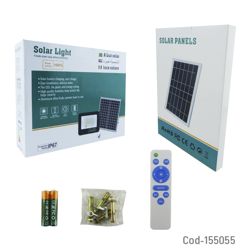 PROYECTOR SOLAR LED 500W CON PANEL SOLAR PVC 200 LED CONTROL REMOTO - 3