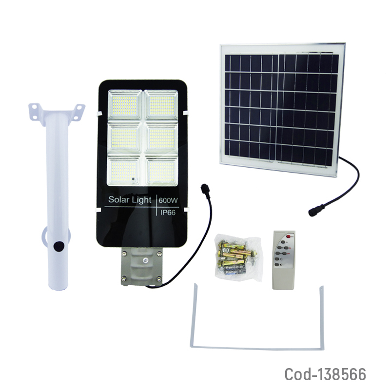 FOCO CON BRAZO SOLAR 600W METAL 394 LED 6 PLACAS CON CONTROL 21X49CM - 3