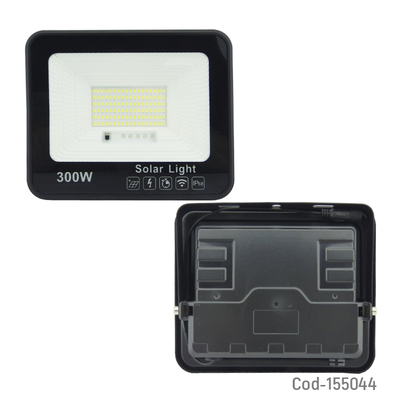 PROYECTOR SOLAR LED 300W CON PANEL SOLAR PVC 108 LED CONTROL REMOTO - 2