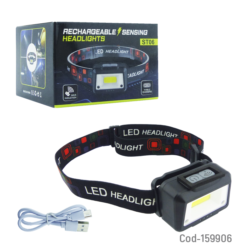 LINTERNA MINERO 1 LED COB LUZ BCA Y STROBO EN COLOR ROJO RECARGABLE USB TYPE-C INDICADOR DE CARGA - 2