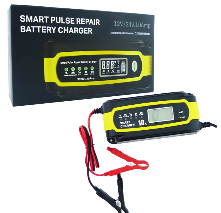 CARGADOR BATERÍA INTELIGENTE 10A 12/24V CON PINZAS - 2