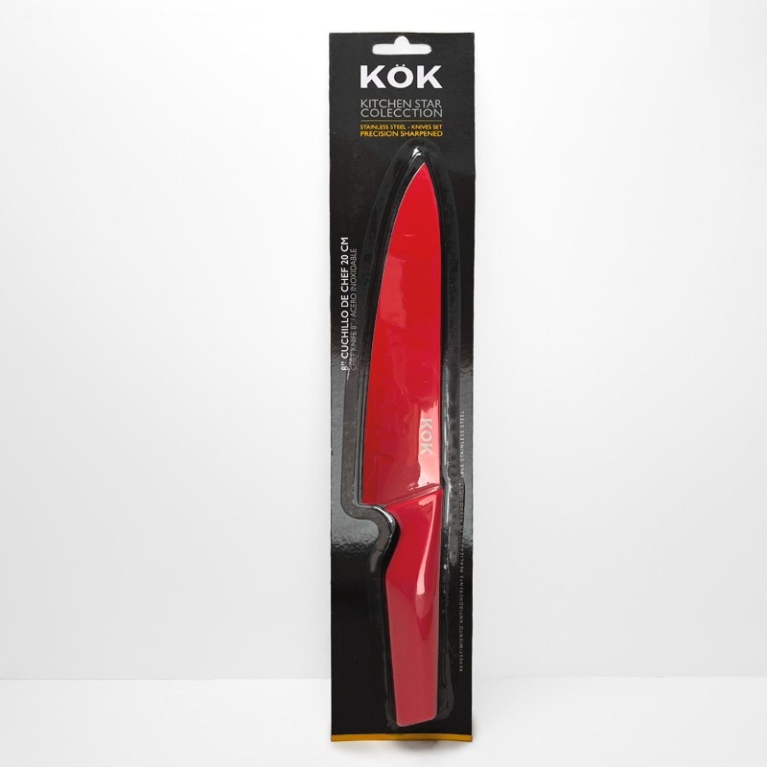 PACK X 4 CUCHILLO DE CHEF 20 CENTIMETROS / ROJO – KOK - 2