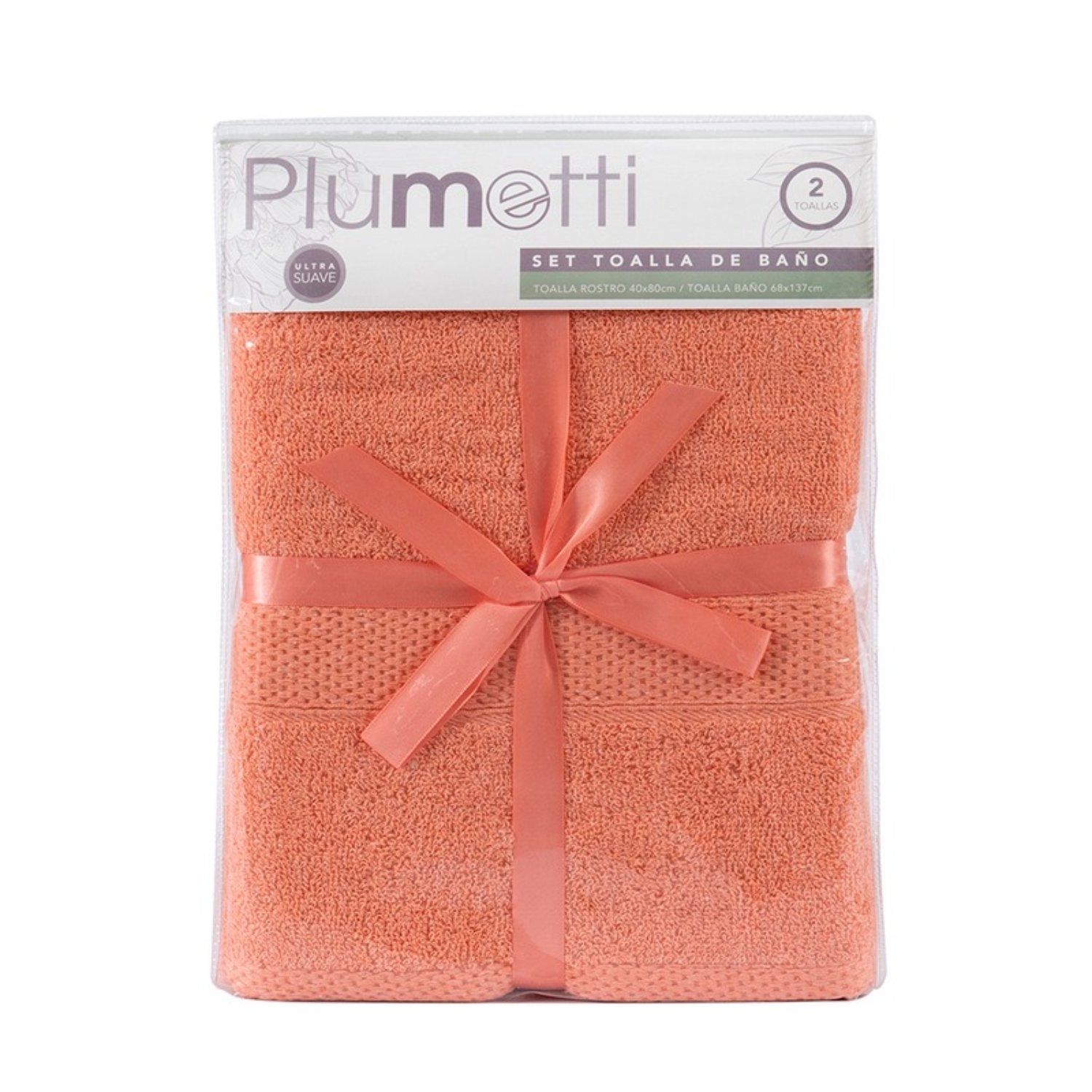 SET 2 TOALLAS COLORIX 380 GRS / CORAL – PLUMETTI - 2