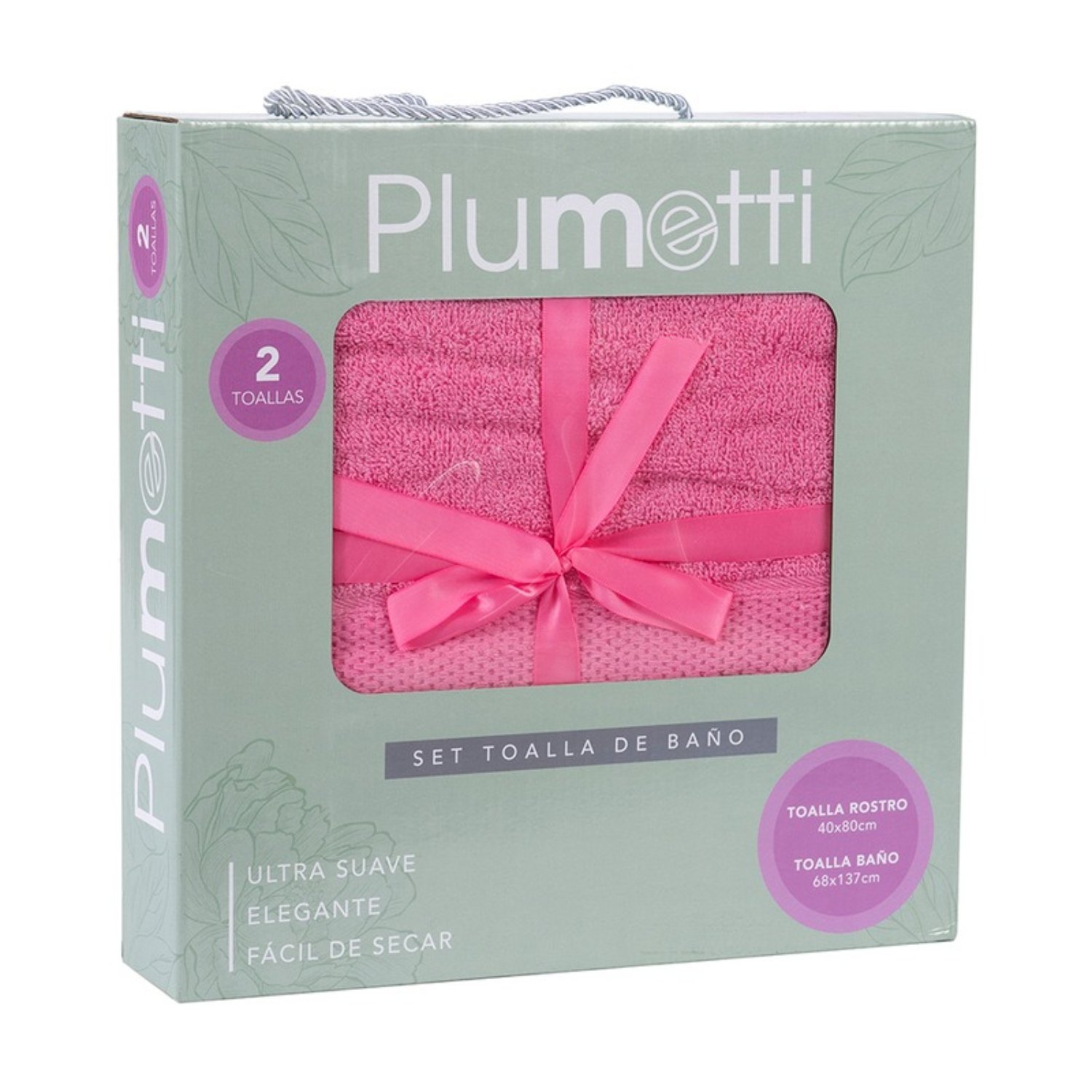 SET 2 TOALLAS COLORIX 380 GRS CAJA / FUCSIA – PLUMETTI - 2