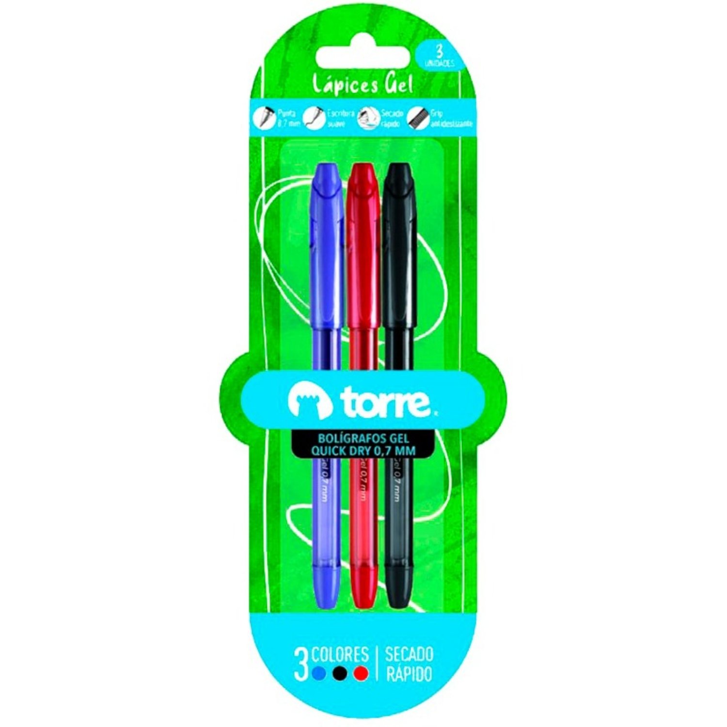 PACK X 4 BLISTER 3 BOLIGRAFO GEL QUICK DRY – TORRE - 4