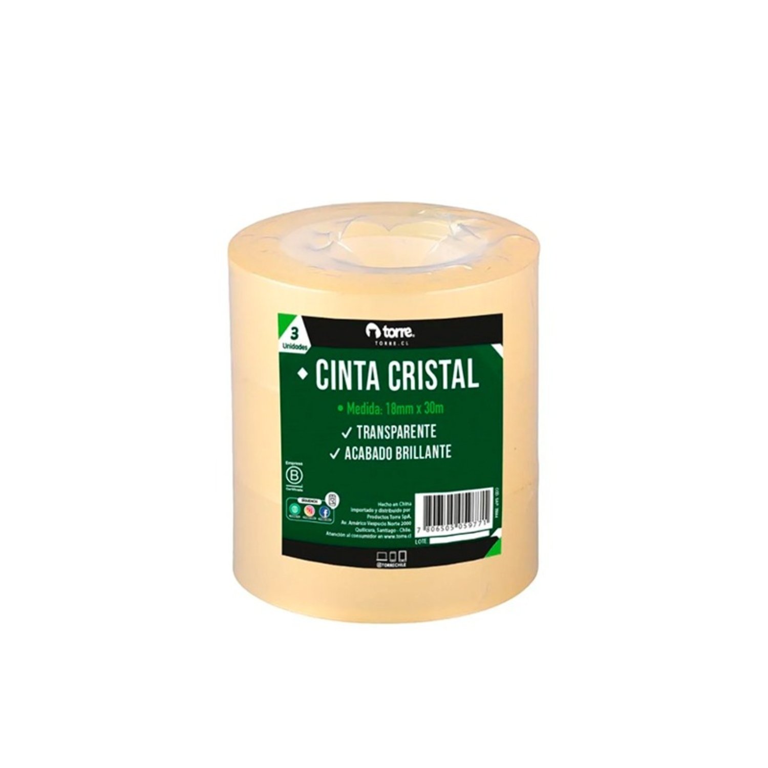 PACK X 4 CINTA CRISTAL SET 3 UNIDADES 18MM. X30M. – TORRE - 2