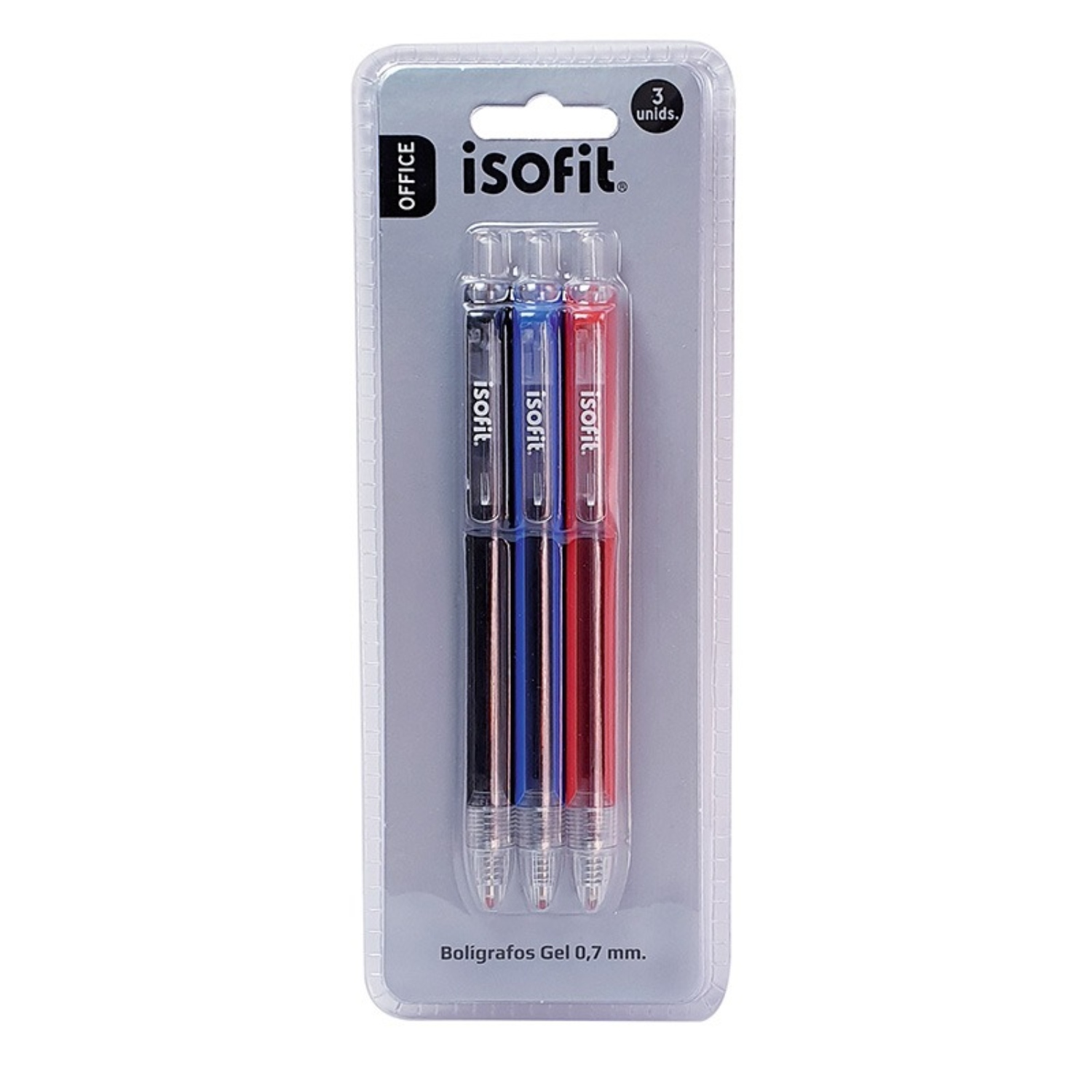 BOLIGRAFOS GEL 0,7 MM NEG/AZU/ROJ – ISOFIT - 1