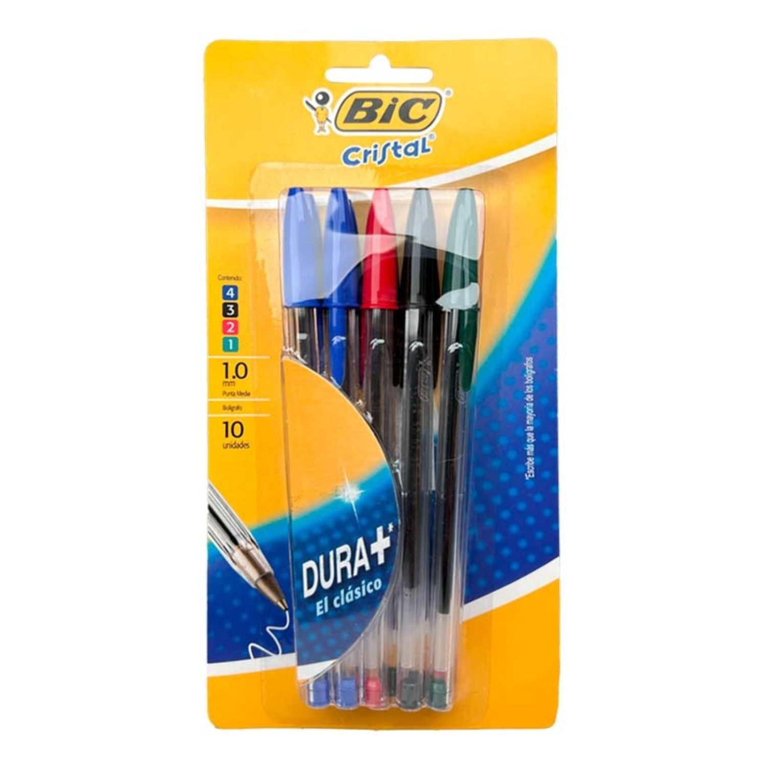 SET 10 BOLIGRAFOS CRISTAL / 4 AZUL 3 NEGRO 2 ROJO 1 VERDE – BIC - 1