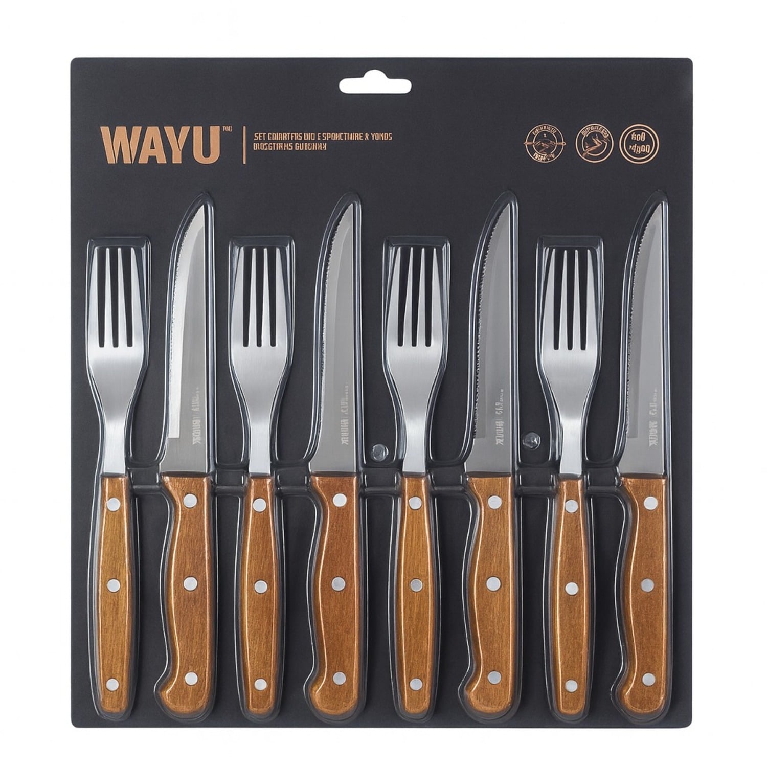 SET CUCHILLOS Y TENEDORES PRM 8 PCS WAYU - 1