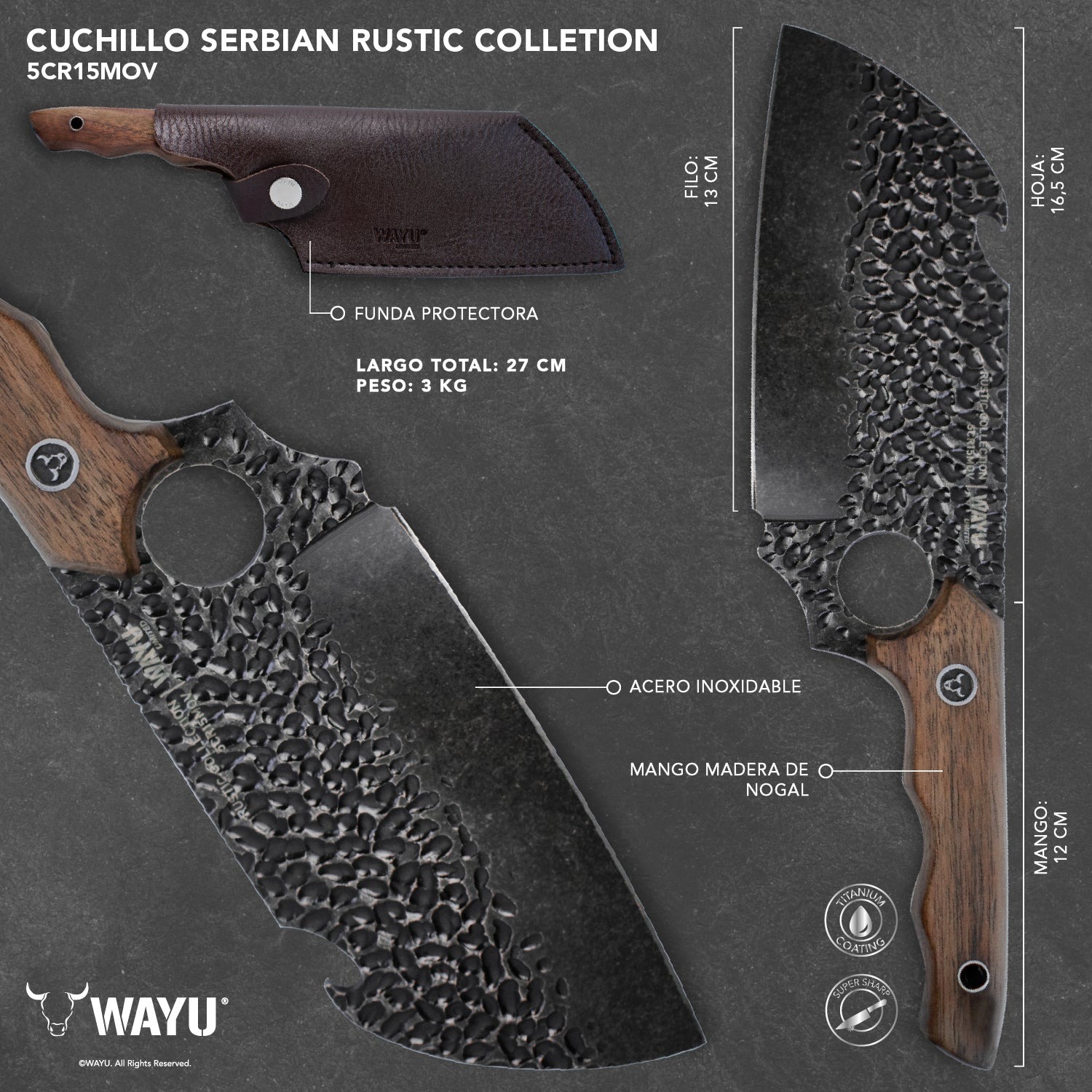 CUCHILLO SERBIAN CON FUNDA RUSTIC COLECCTION WAYU - 3