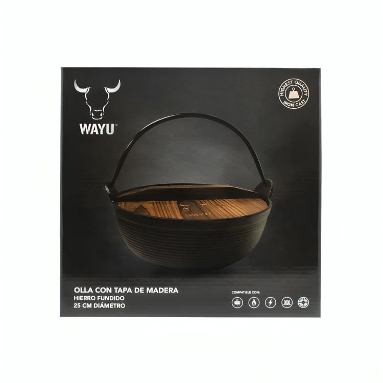 OLLA CON TAPA DE MADERA WAYU IRON CAST - 2
