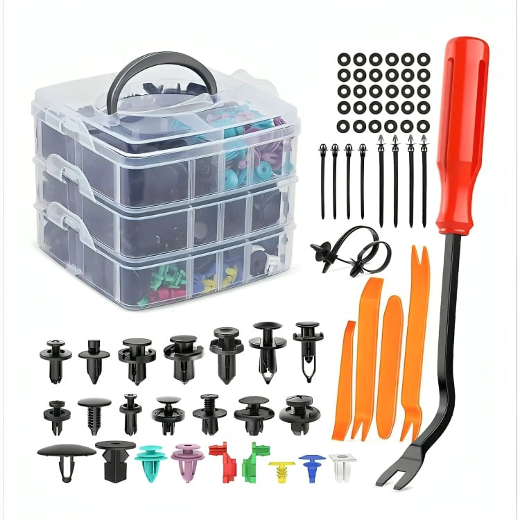 KIT 725 CLIP BROCHE RETENCION PLASTICO AUTO LATA TAPABARRO - 1