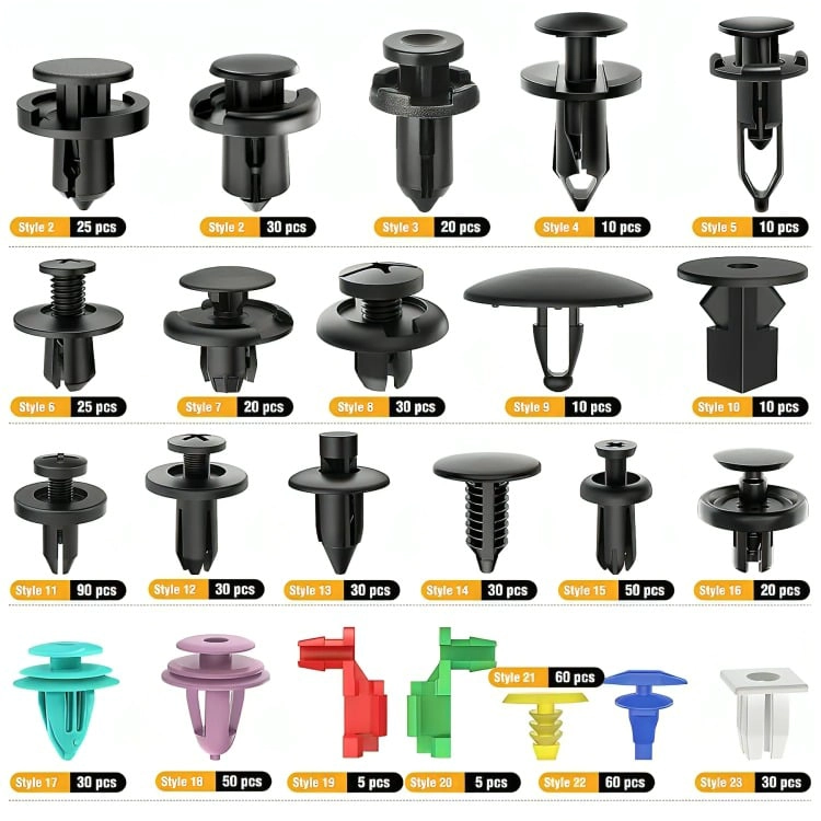 KIT 725 CLIP BROCHE RETENCION PLASTICO AUTO LATA TAPABARRO - 2