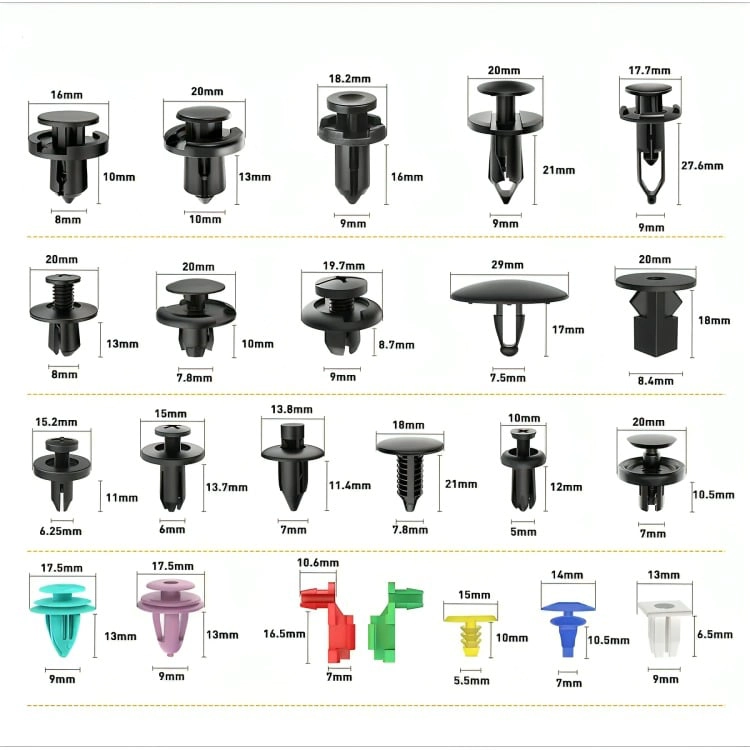 KIT 725 CLIP BROCHE RETENCION PLASTICO AUTO LATA TAPABARRO - 3