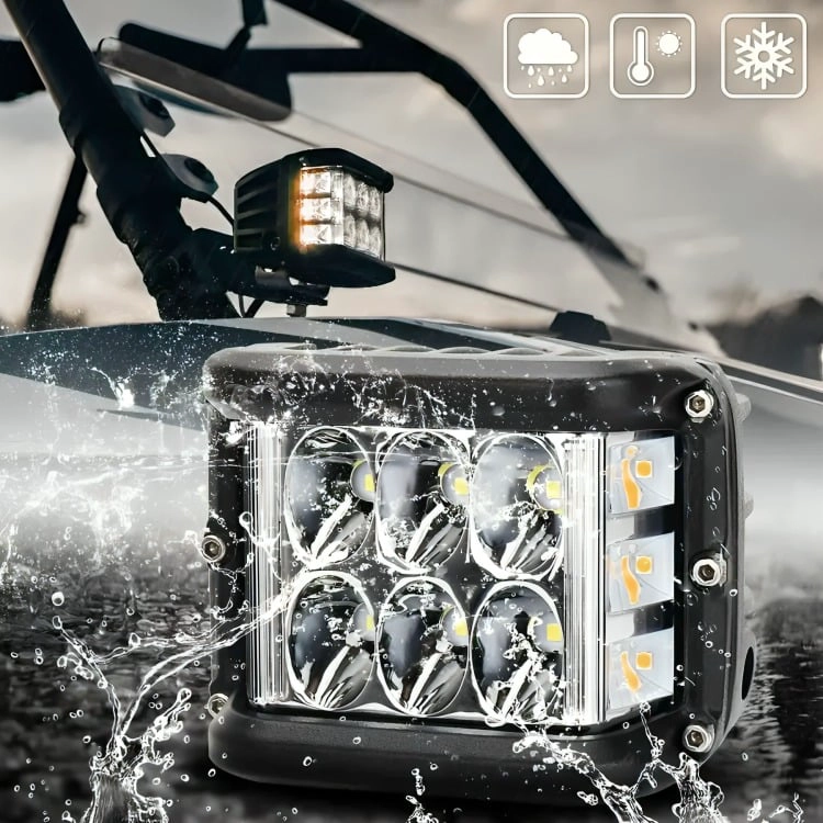 PACK X2 AUTO SPOT BICOLOR 36W 4X4 ESTROBO BLANCO + AMARILLO - 1