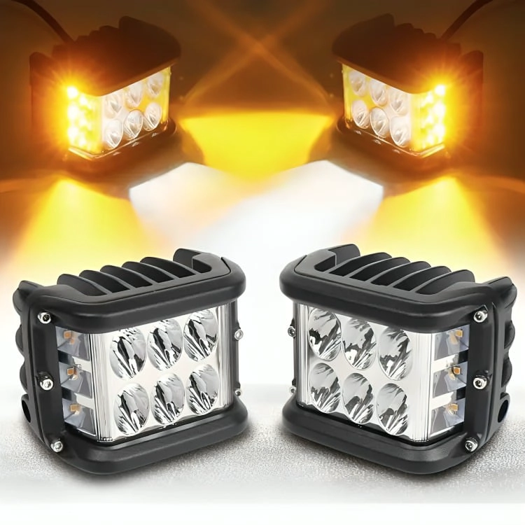 PACK X2 AUTO SPOT BICOLOR 36W 4X4 ESTROBO BLANCO + AMARILLO - 2