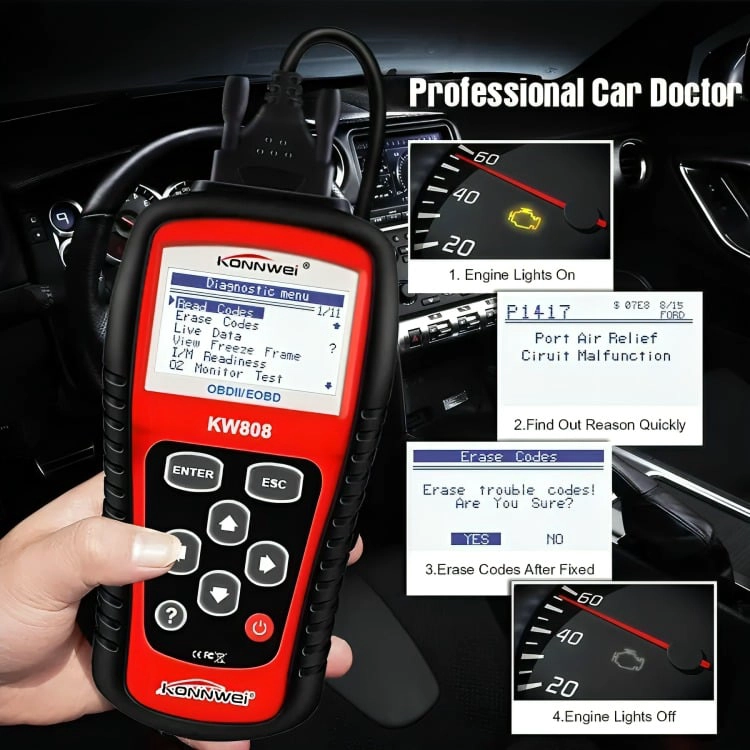 ESCANER AUTOMOTRIZ OBD2/EOBD, LECTOR DE CODIGO SRZ - 1