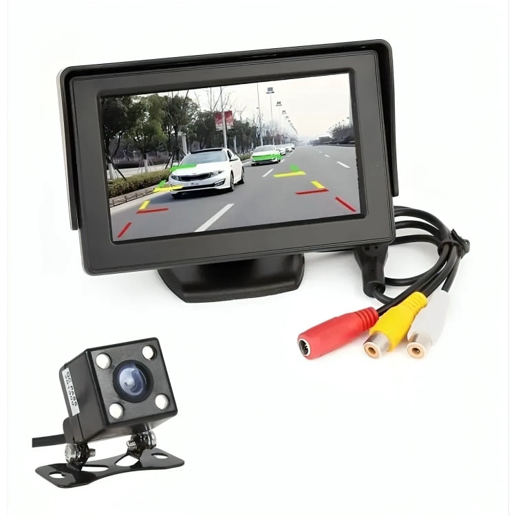 KIT CAMARA DE AUTO RETROCESO 4 LED IP68 + PANTALLA 4.3 - 2